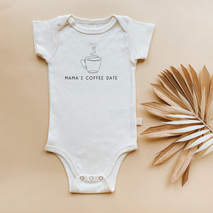 Mama's Coffee Date Organic Cotton Baby Bodysuit Short Sleeve